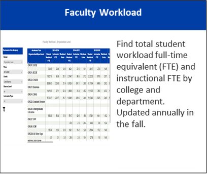 Faculty Workload: Demographic: For additional details, click to view our Faculty Workload.